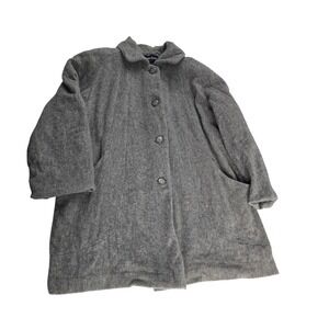 Herman Kay Wool Blend‎ Gray Car Coat Vintage Button Front Pockets Women's